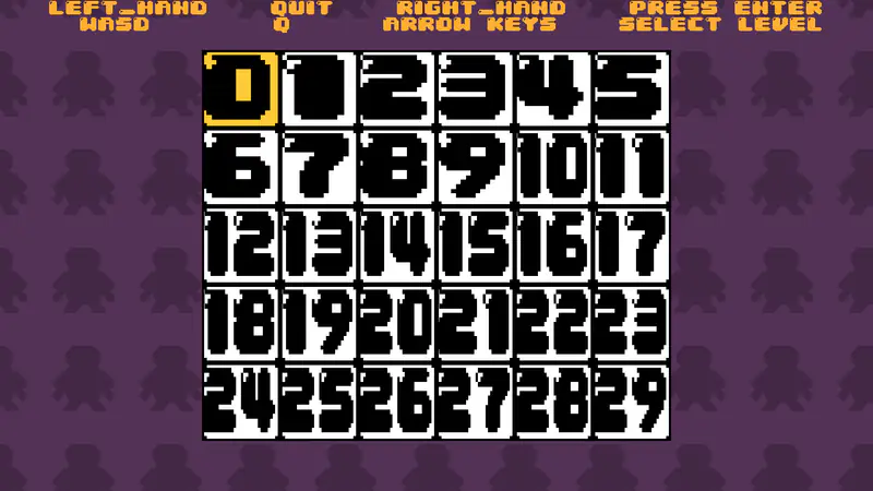 Level selector showing FOSS-Shake levels numbered 0 through 29